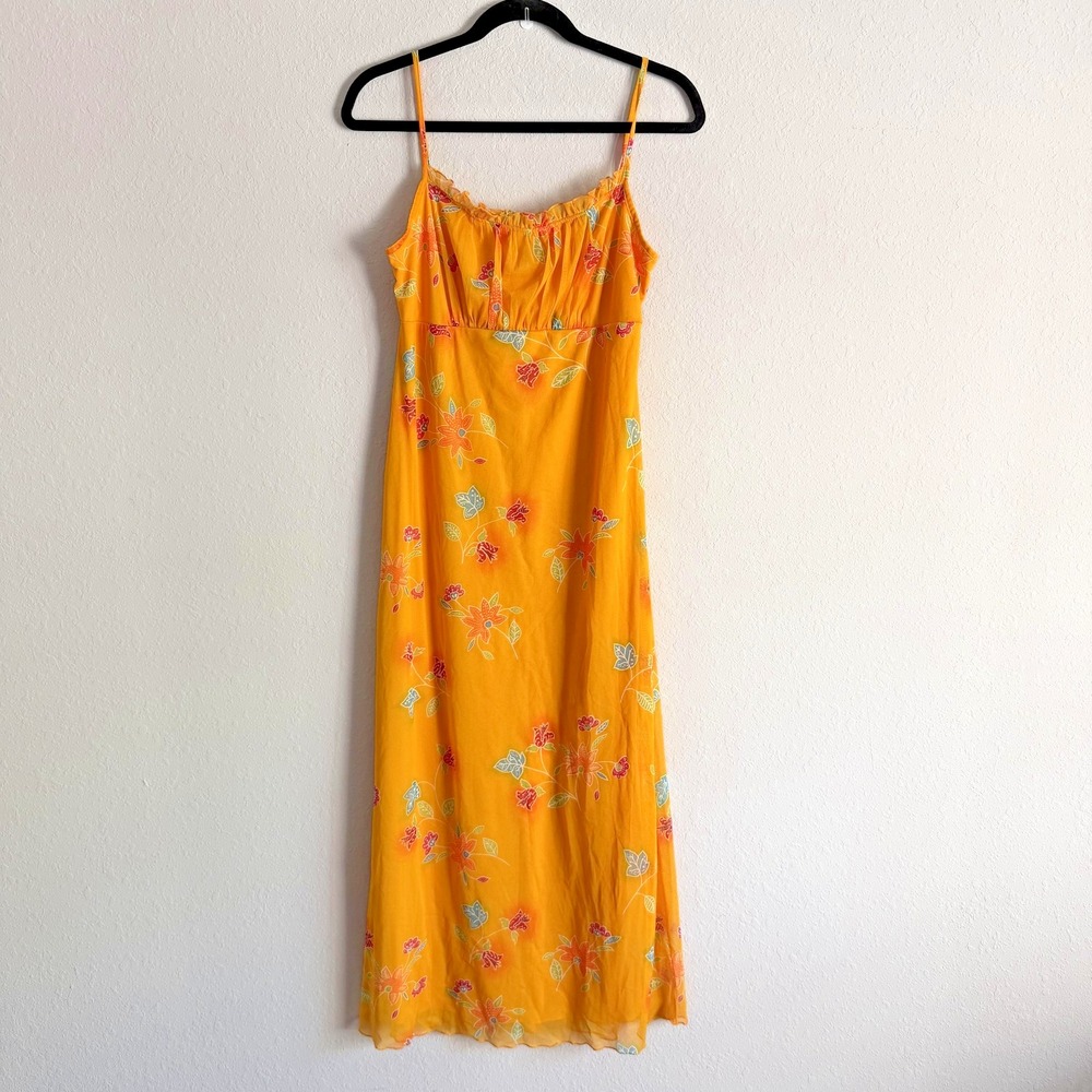 California‎ Concepts Dress Womens Large Maxi Floral Y2K Mesh Sweetheart Fairy